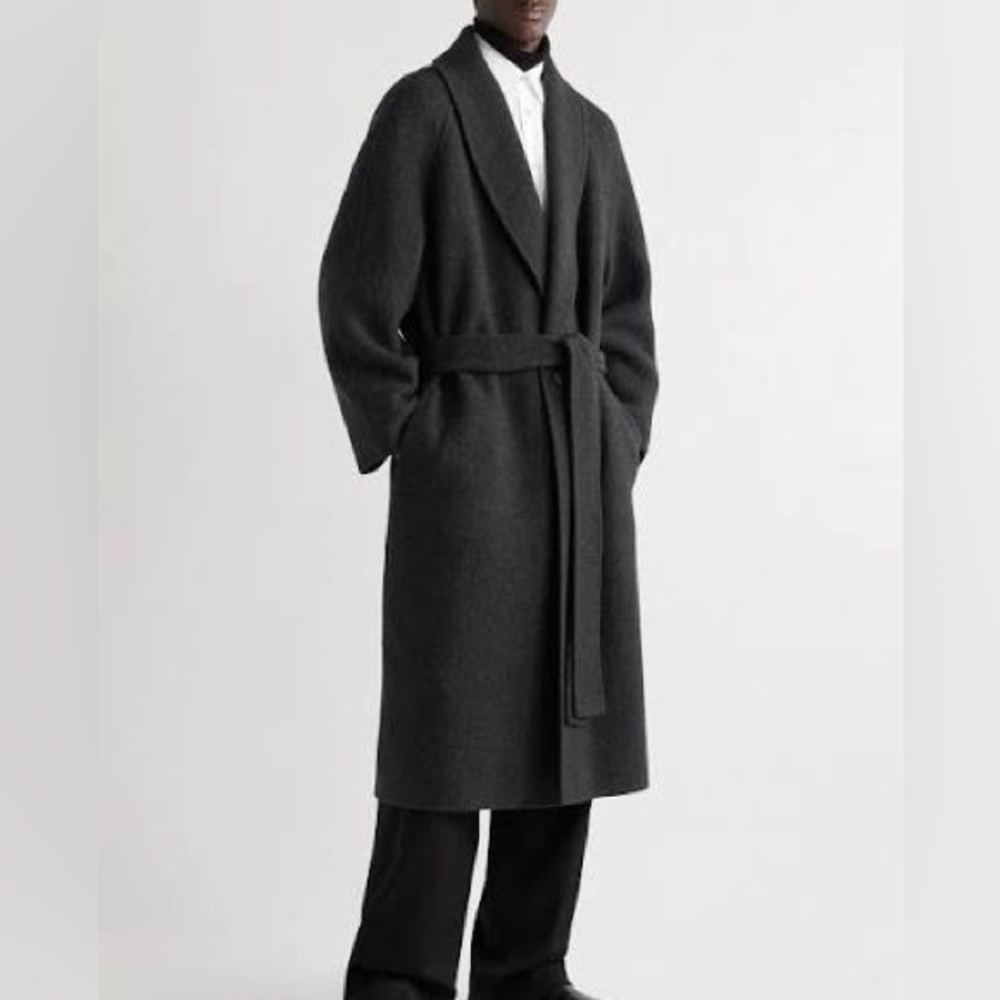 W concept Dunst Cashmere Shawl Collar Robe Coat Charcoal size XS/S